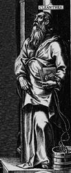 Afbeelding van de Griekse filosoof Stoïcijn Cleanthe (330-232 v.Chr.) Gravure uit het voorblad van 