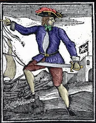 Voorstelling van de piraat Howell Davis, actief rond 1718-1719