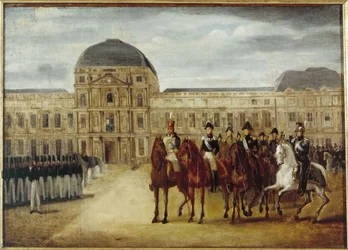 Review voor het Château des Tuileries, circa 1820. Huidige 1e arrondissement, tussen 1815 en 1825