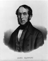 Risorgimento: portret van de Italiaanse schrijver en politicus Gino Capponi. Gravure uit de 19e eeuw