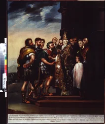 Sint-Ambrosius en keizer Theodosius I