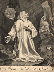 Sint Bruno, stichter van de Orde van de Kartuizers (Keulen, ca. 1035 in Serra San Bruno, Calabrië