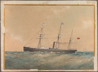 Schroefstoomschip met Satsuma-vlag, waarschijnlijk 