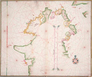 Zee kaart van de noordkust van Ierland, ca. 1600