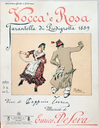 Bladmuziekomslag van de tarantella Vocca e Rosa door Enrico de Leva