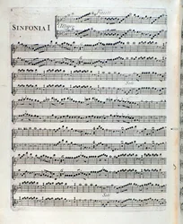 Bladmuziek voor de fluit in de eerste symfonie van Sei sinfonie a piu strumenti op. 5 door Francois Joseph Gossec