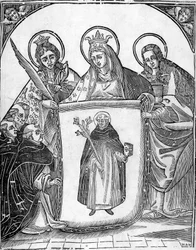St. Thomas van Aquino omringd door heiligen.