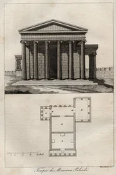 Tempel van Athena Polias - Akropolis Athene - (Oude Tempel van Athena) - gravure uit 