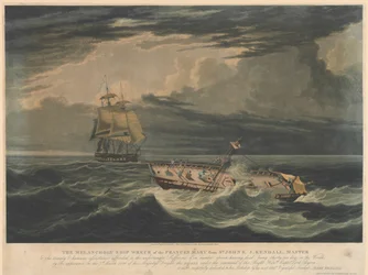 Het Melancholische Schipbreuk van de Frances Mary van St Johns... het uiterlijk op 7 maart 1826 van Zijne Majesteits Fregat de Blonde...