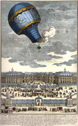 De aerostatische bol gebouwd in Versailles in 1783