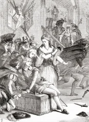 De moord op Gustaaf III door Jacob Johan Anckarström op een gemaskerd bal, Stockholm, Zweden, 1792