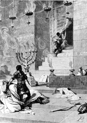 De verovering van Jeruzalem door Titus rond 80 AD. 19e-eeuwse gravure
