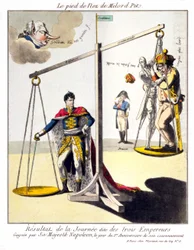 De lange neus voor Milord Pitt - Het resultaat van de zogenaamde Dag van de Drie Keizers - gewonnen door Zijne Majesteit Napoleon op de dag van de 1e verjaardag van zijn kroning. Spotprent over Napoleon I en de 3e coalitie (Groot-Brittannië