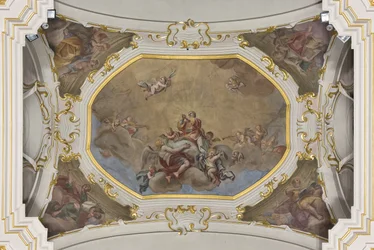 Drie-eenheid en Sint Stefanus in Glorie met de vier Evangelisten