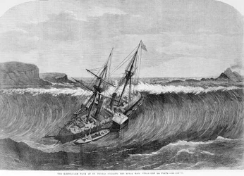 Tsunami 1867. De aardbeving in Saint Thomas veroorzaakte de grote golven die de lijnboot 