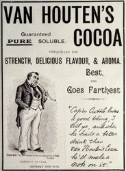 Van Houten cacao reclame sticker, circa 1890