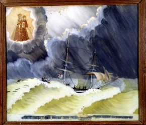 Schip in moeilijkheden - ex-voto van de Notre Dame de Laghet