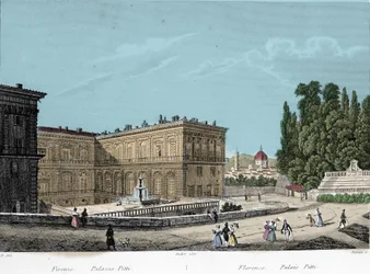 Uitzicht op het Pitti-paleis in Florence. 19e eeuw