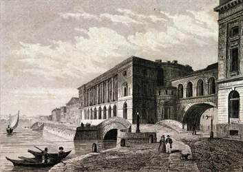 Uitzicht op het St. Petersburg Theater in 1828