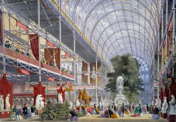 Zicht op de Wereldtentoonstelling in het Crystal Palace, gebouwd door Joseph Paxton voor de gelegenheid, in 1851 in Londen