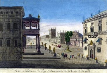 Uitzicht op het Viceroi-paleis en een deel van de stad Napels in 1760.