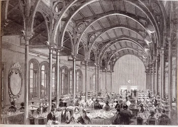 Uitzicht op het hoofdrestaurant op de Internationale Tentoonstelling van 1862 in Londen
