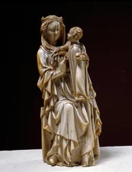 Maagd en Kind. Ivoren sculptuur uit de 14e eeuw.