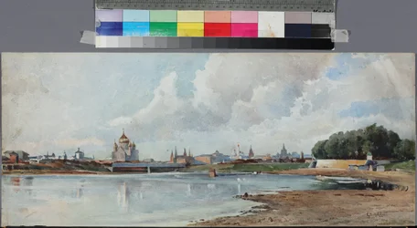 Uitzicht op Moskou vanuit de Neskuchny-tuin, Anoniem. Aquarel op papier, ca. 1880-1885. Staatsmuseum van A.S. Poesjkin, Moskou
