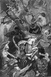 Viering van de Nacht van Walpurgis door heksen op een sabbat