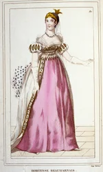 Portret van Hortense de Beauharnais Geboren in Parijs in 1783, overleden in Arenenberg, Zwitserland, in 1837, dochter van Alexandre de Beauharnais en Joséphine Tascher van de Pagerie gravure uit 1830