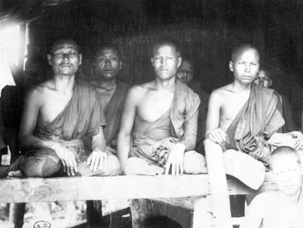 Cambodjaanse monniken - fotografie, eind 19e eeuw