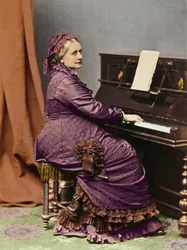 Clara Schumann (1819-1896), Duitse pianiste en componiste, aan de piano - Portret van Clara Schumann (1819-1896), Duitse pianiste en componiste, vrouw van Robert Schumann.