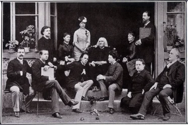 Franz Liszt (1811-1886), in Weimar, in de kring van zijn favoriete leerlingen