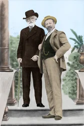 Giuseppe Verdi, Italiaanse componist, en tenor Francesco Tamagno in Montecatini aan het einde van de 19e eeuw
