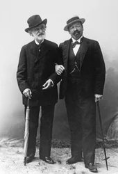 Giuseppe Verdi, Italiaanse componist (1813-1901), en tenor Francesco Tamagno (1850-1905) in Montecatini aan het einde van de 19e eeuw