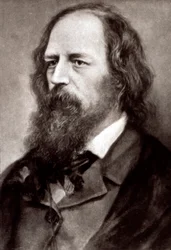 Halflang portret van de beroemde Engelse dichter Alfred Tennyson