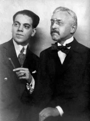 Heitor Villa-Lobos, Braziliaanse componist, met Franse componist Florent Schmitt