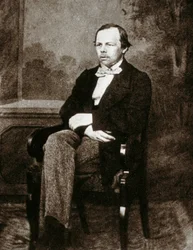 Portret van de Russische schrijver Fedor Dostojevski (1821-1881). Foto uit de 19e eeuw