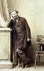 Portret van de componist Giuseppe Verdi (1813 - 1901). 1840s. Fotografie.