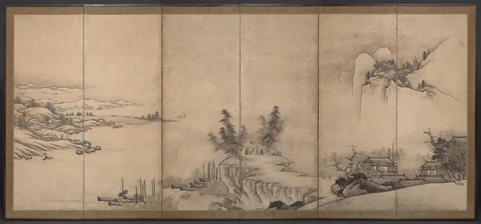 Chinese paviljoens in een landschap