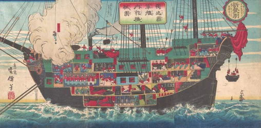Het interieur van een bewapend Japans slagschip