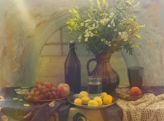 Vers fruit en bloemen