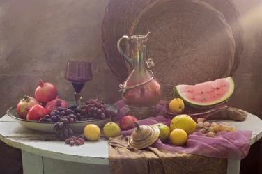 Rustiek fruit en kan