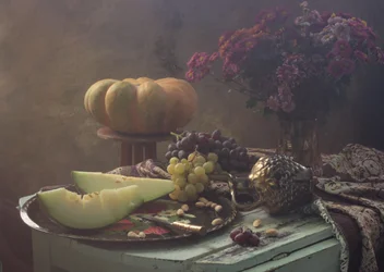 Rustiek stilleven met oogstproducten