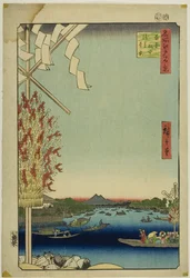 Asakusa River, Great Riverbank, Miyato River (Asakusagawa Okawabata Miyatogawa), uit de serie "One Hundred Famous Views of Edo (Meisho Edo hyakkei)".