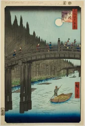 Bamboe werven en Kyo-brug (Kyobashi Takegashi), uit de serie "Honderd beroemde uitzichten van Edo (Meisho Edo hyakkei)"