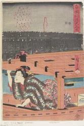 Groot vuurwerk bij Ryogoku, 1847-1852