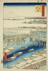 Helder weer na sneeuw bij Nihon-brug (Nihonbashi yukibare), uit de serie "Honderd beroemde uitzichten van Edo (Meisho Edo hyakkei)"