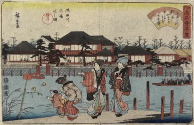 Oversteek van de Sumida-rivier bij Hashiba, het restaurant Yanagiya, 1830-1844