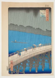 Regenbui bij de Ohashi brug, Atake, uit de serie "Honderd beroemde vergezichten van Edo".